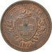 SWITZERLAND, Rappen, 1872, Bern, KM #3.1, AU(55-58), Bronze, 1.57