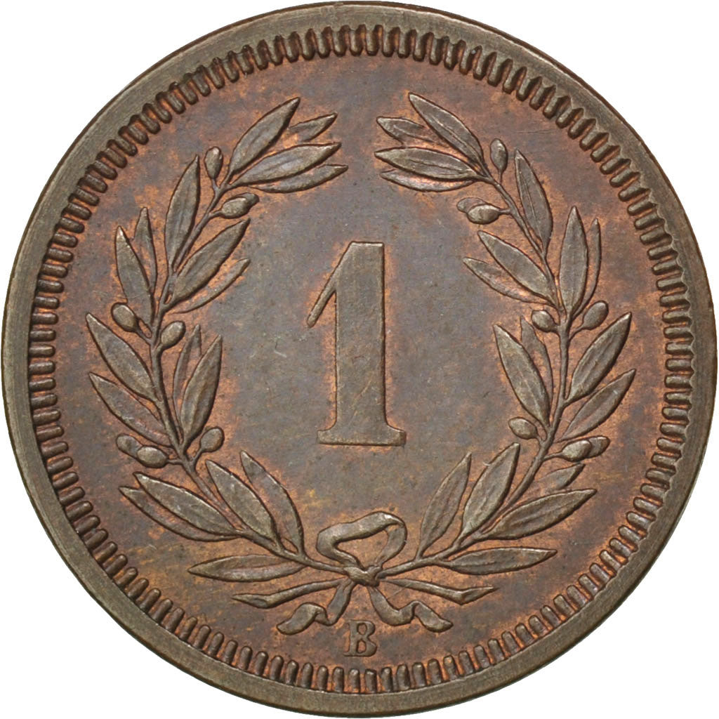 SWITZERLAND, Rappen, 1872, Bern, KM #3.1, AU(55-58), Bronze, 1.57
