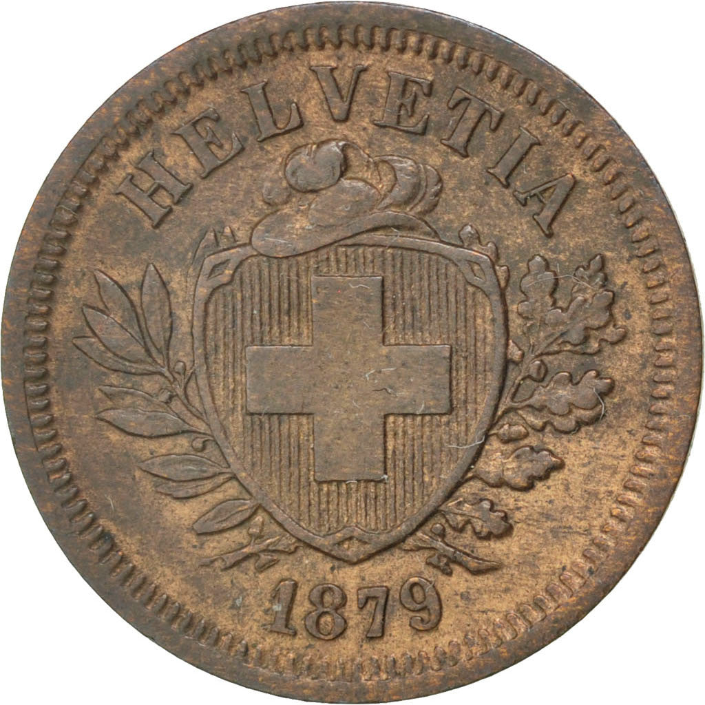 Coin, Switzerland, Rappen, 1879, Bern, AU(55-58), Bronze, KM:3.1