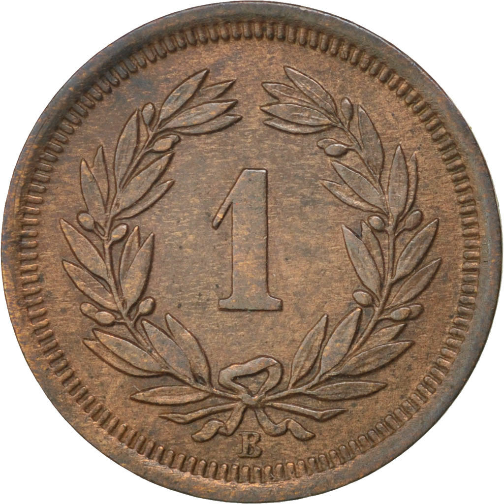 Coin, Switzerland, Rappen, 1879, Bern, AU(55-58), Bronze, KM:3.1
