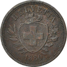 SWITZERLAND, Rappen, 1880, Bern, KM #3.1, EF(40-45), Bronze, 1.46