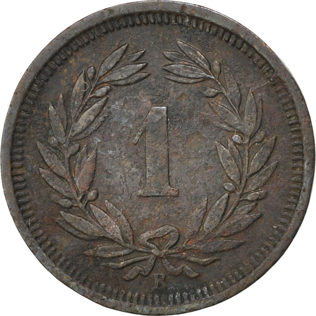 SWITZERLAND, Rappen, 1880, Bern, KM #3.1, EF(40-45), Bronze, 1.46