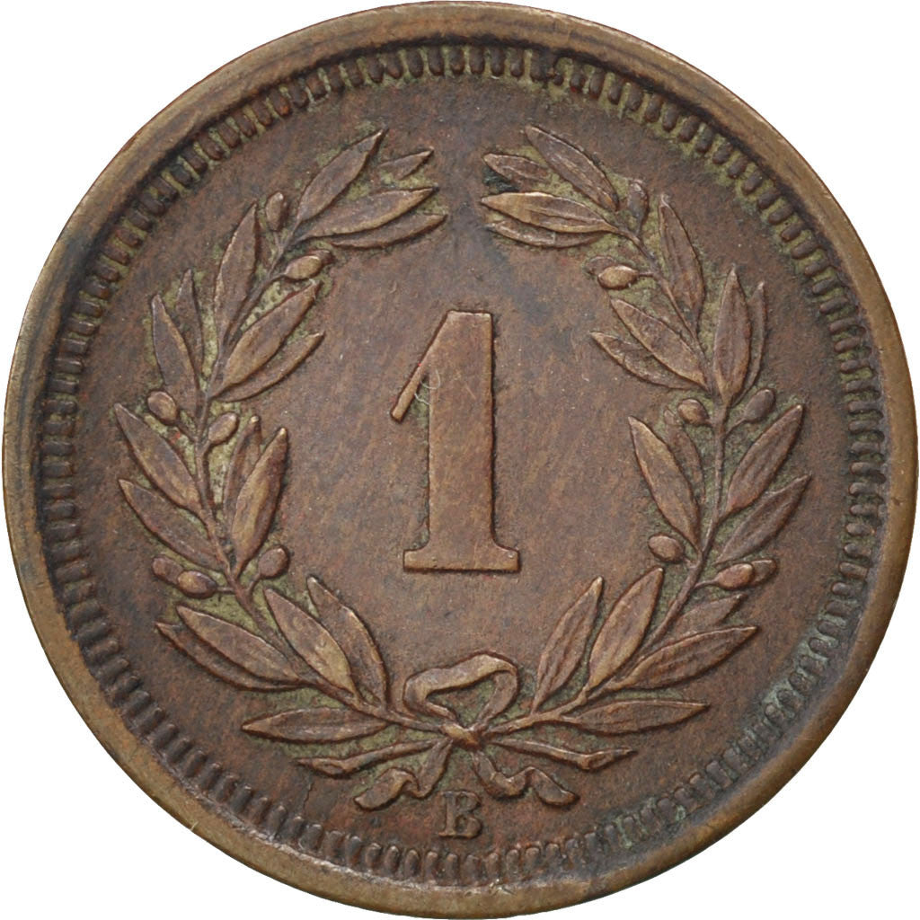 Coin, Switzerland, Rappen, 1882, Bern, AU(50-53), Bronze, KM:3.1