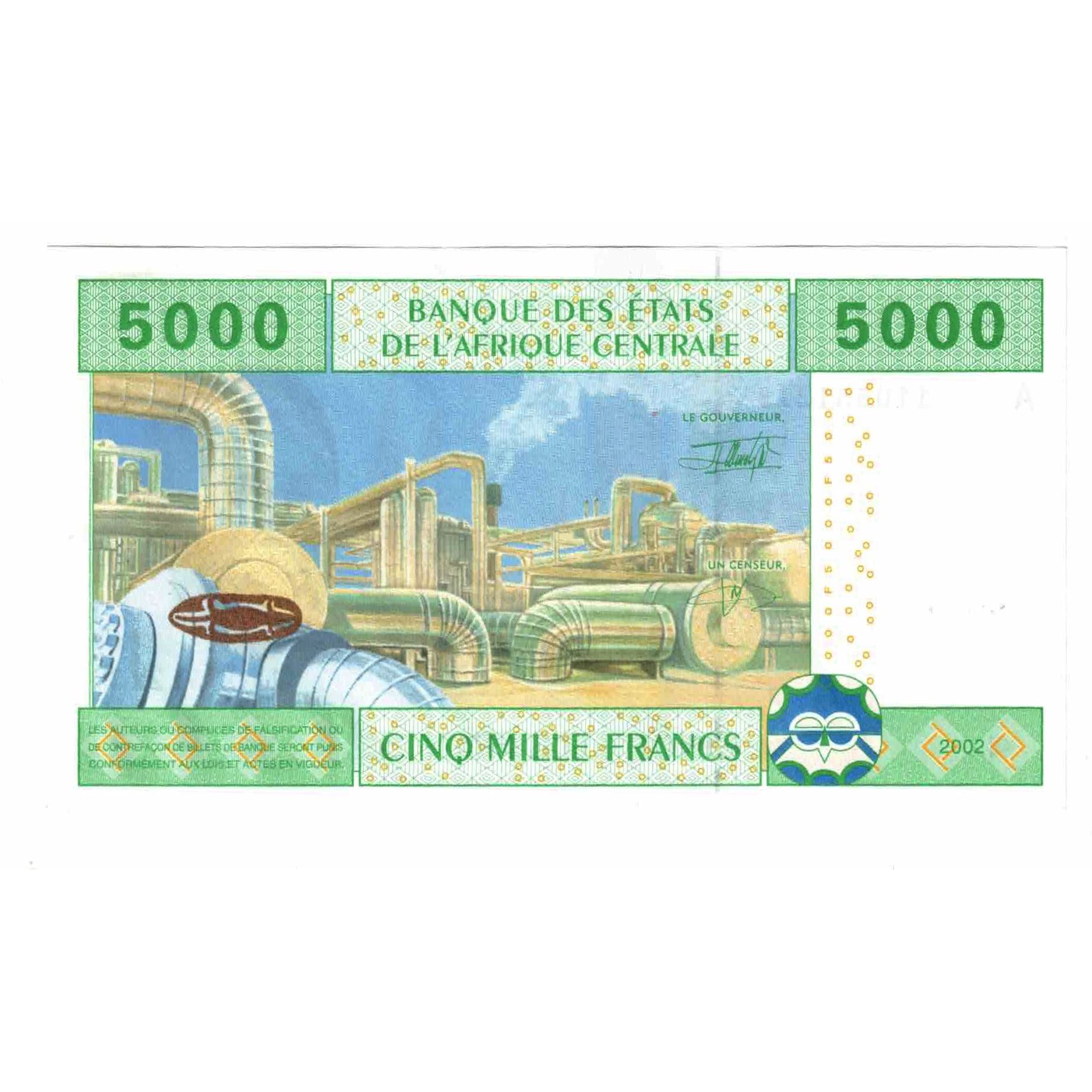 Banknote, Central African States, 5000 Francs, 2002, 2002, KM:409A, UNC(65-70)