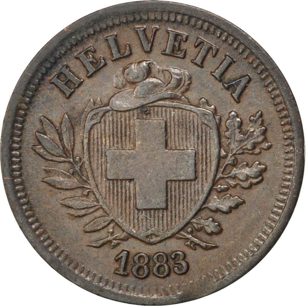 Suisse, Confédération helvétique, 1 Rappen, 1883 B, KM 3.1