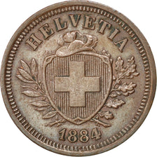 SWITZERLAND, Rappen, 1884, Bern, KM #3.1, AU(55-58), Bronze, 1.49