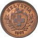SWITZERLAND, Rappen, 1887, Bern, KM #3.1, AU(50-53), Bronze, 1.52