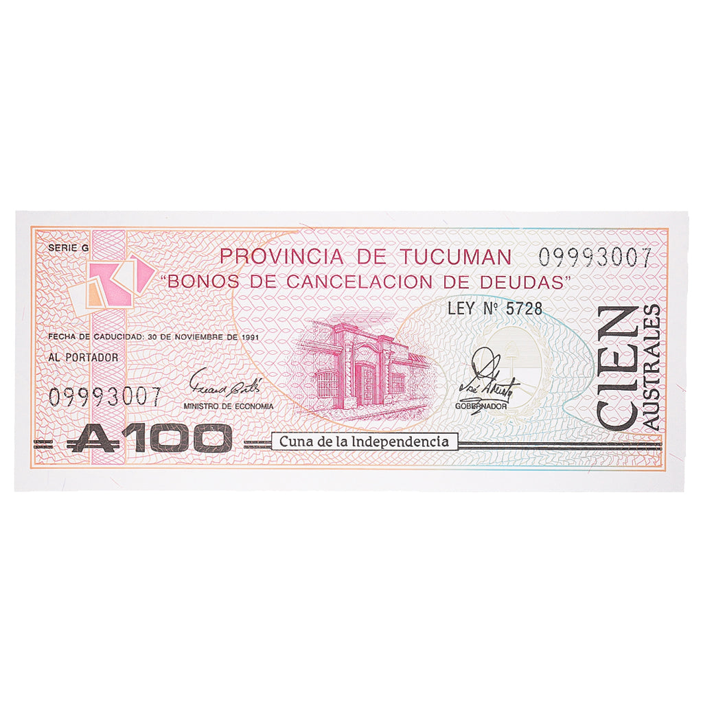 Banconote, Argentina, 100 Australes, Undated (1989), KM:S2715, SPL