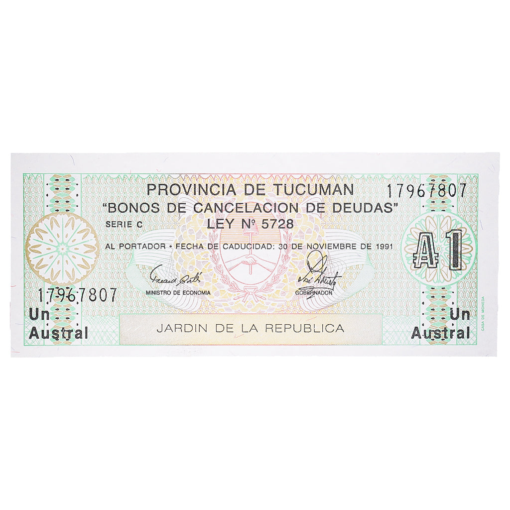 Geldschein, Argentinien, 1 Austral, Undated (1988), KM:S2711b, UNZ