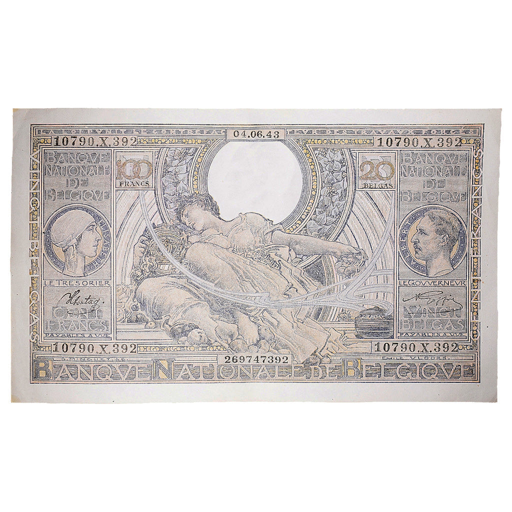 Banknote, Belgium, 100 Francs-20 Belgas, 1943, 1943-06-04, KM:107, AU(55-58)