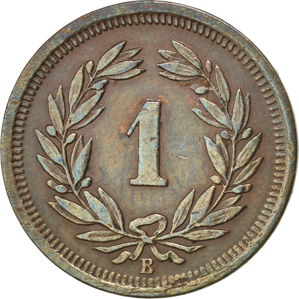SWITZERLAND, Rappen, 1895, Bern, KM #3.1, EF(40-45), Bronze, 1.49