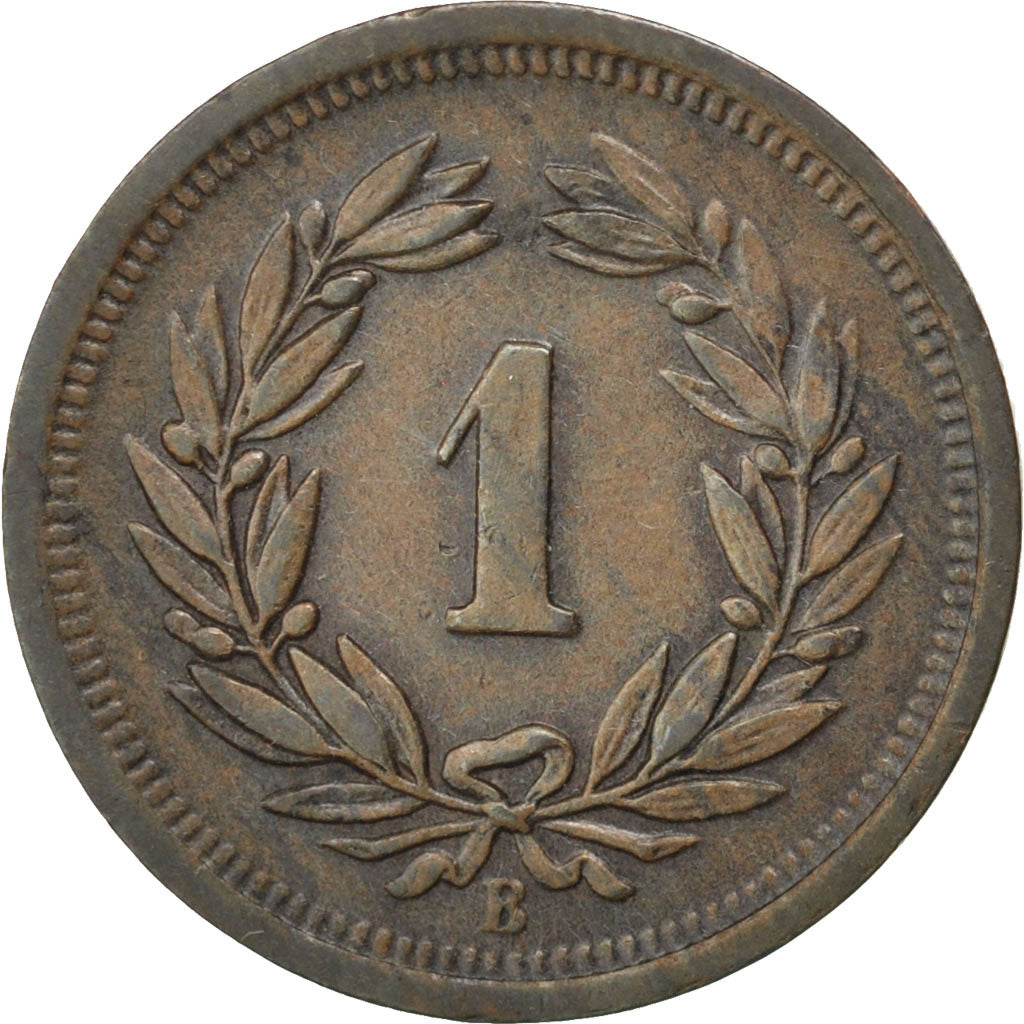 SWITZERLAND, Rappen, 1897, Bern, KM #3.1, AU(50-53), Bronze, 1.49