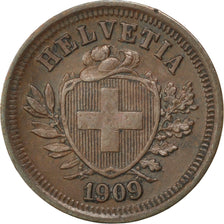 SWITZERLAND, Rappen, 1909, Bern, KM #3.2, AU(50-53), Bronze, 16, 1.52