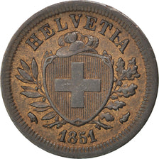 Suisse, Confédération helvétique, 1 Rappen, 1851 B, KM 3.1
