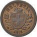 SWITZERLAND, Rappen, 1851, Bern, KM #3.1, AU(55-58), Bronze, 1.47