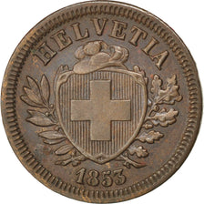 SWITZERLAND, Rappen, 1853, Bern, KM #3.1, AU(50-53), Bronze, 1.63