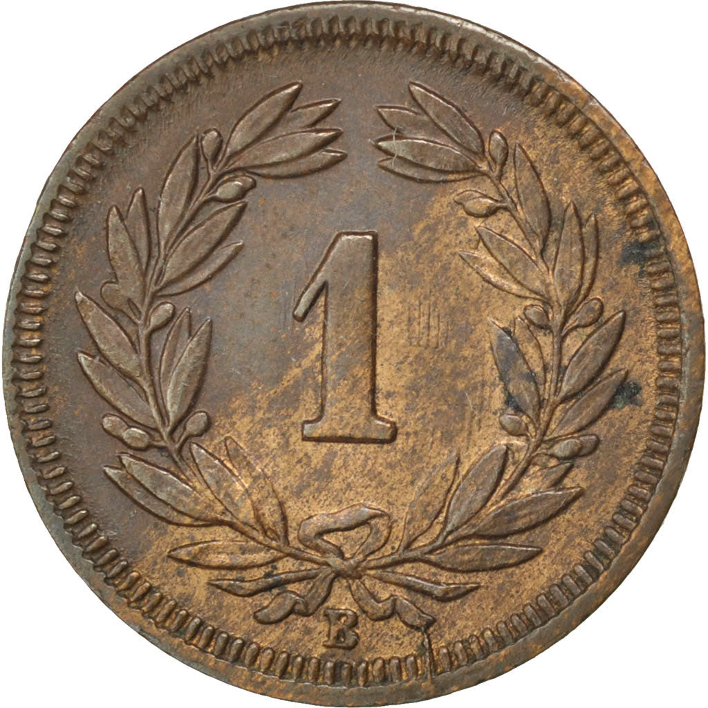 SWITZERLAND, Rappen, 1853, Bern, KM #3.1, AU(50-53), Bronze, 1.63