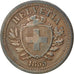SWITZERLAND, Rappen, 1855, Bern, KM #3.1, AU(50-53), Bronze, 1.47
