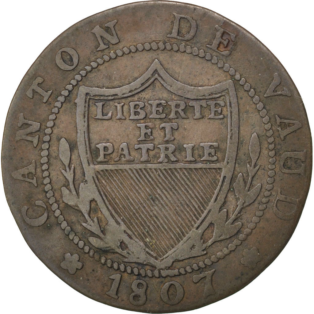 SWISS CANTONS, 1/2 Batzen-5 Rappen, 1807, KM #6, VF(30-35), Billon, 1.90