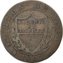 SWISS CANTONS, 1/2 Batzen-5 Rappen, 1807, KM #6, VF(30-35), Billon, 1.90