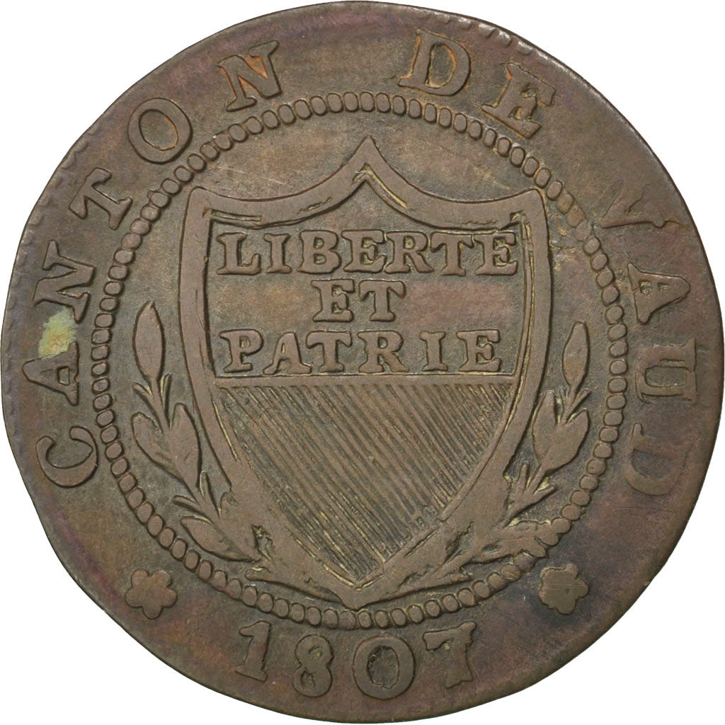 SWISS CANTONS, 1/2 Batzen-5 Rappen, 1807, KM #6, EF(40-45), Billon, 1.86