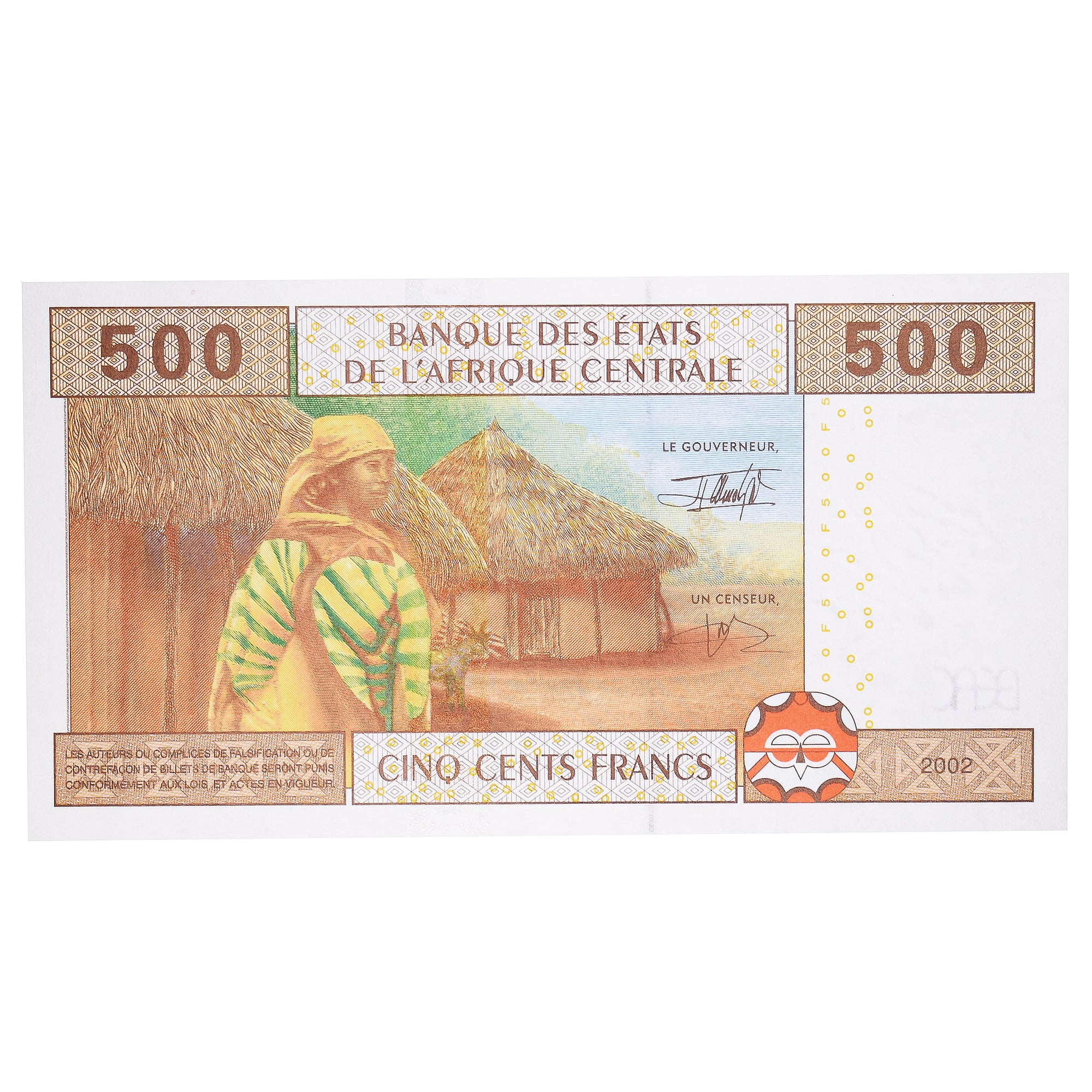 Billet, États de l'Afrique centrale, 500 Francs, 2002, KM:406a, NEUF