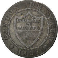 SWISS CANTONS, 1/2 Batzen-5 Rappen, 1809, KM #6, EF(40-45), Billon, 1.89