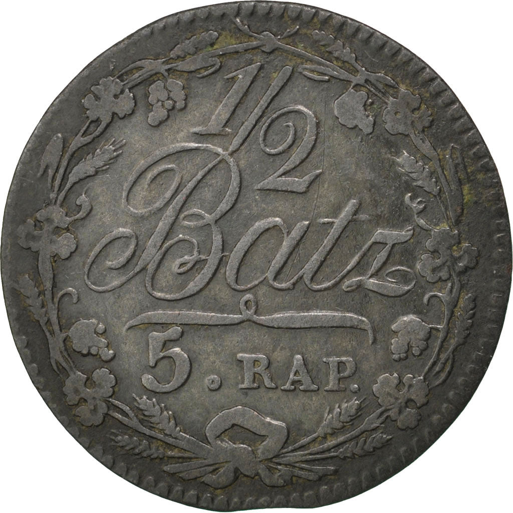 SWISS CANTONS, 1/2 Batzen-5 Rappen, 1809, KM #6, EF(40-45), Billon, 1.89