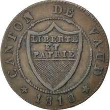 SWISS CANTONS, 1/2 Batzen-5 Rappen, 1818, KM #6, AU(50-53), Billon, 2.07