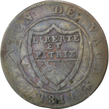 SWISS CANTONS, 1/2 Batzen-5 Rappen, 1819, KM #6, VF(20-25), Billon, 2.04