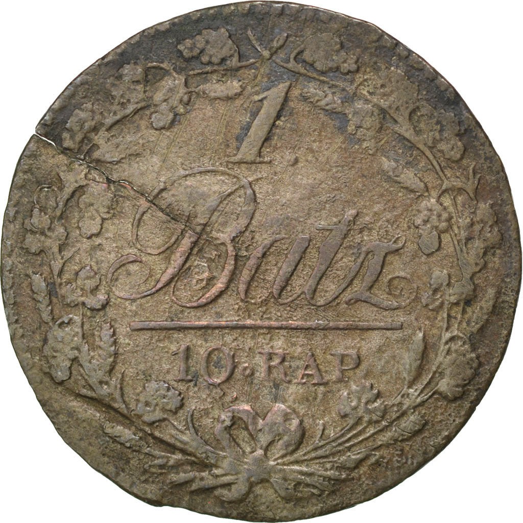 SWISS CANTONS, Batzen-10 Rappen, 1819, KM #8, VF(20-25), Billon, 2.11