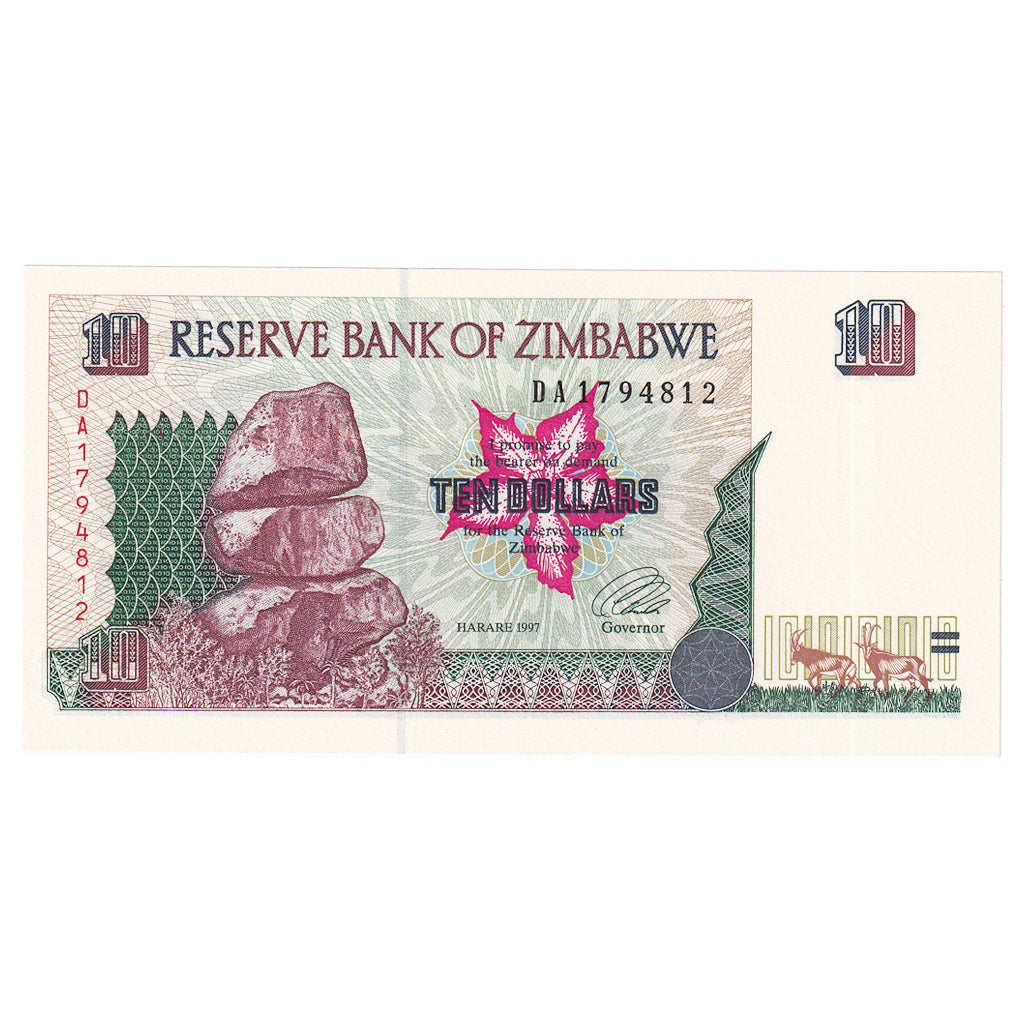 Banknote, Zimbabwe, 10 Dollars, 1997, KM:6a, UNC(65-70)