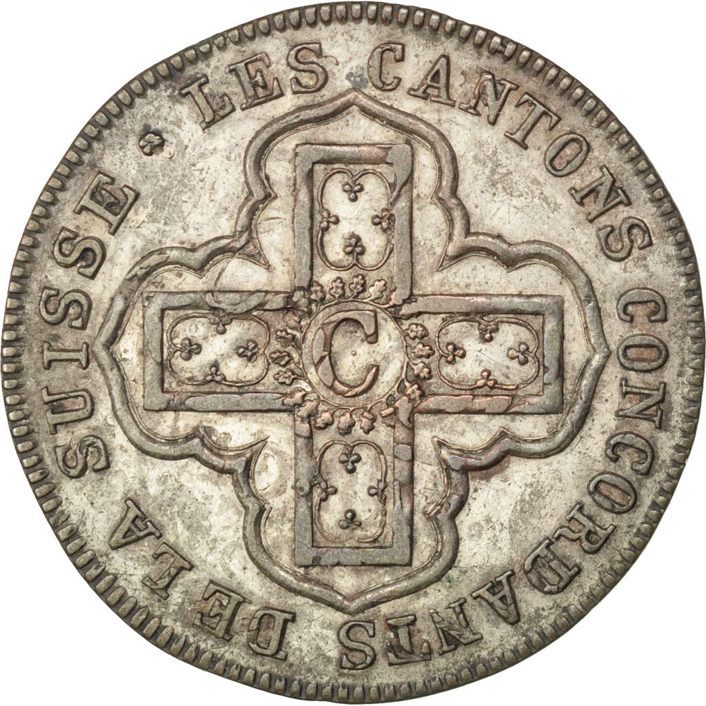 SWISS CANTONS, Batzen-10 Rappen, 1827, KM #20, AU(50-53), Billon, 2.42