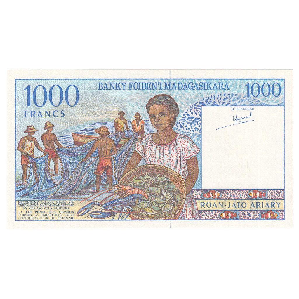 Banknote, Madagascar, 1000 Francs = 200 Ariary, 1994-1996, KM:76a, UNC(65-70)