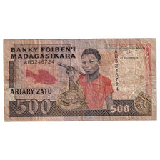 Banknote, Madagascar, 500 Francs = 100 Ariary, 1989-1994, KM:71b, VG(8-10)