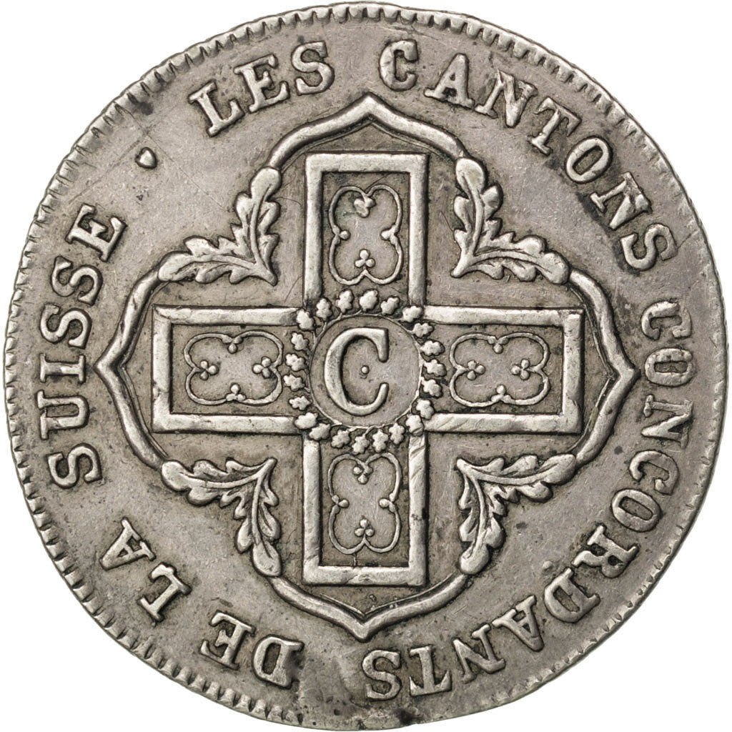 SWISS CANTONS, 5 Batzen, 1828, KM #21.1, AU(50-53), Silver, 4.12