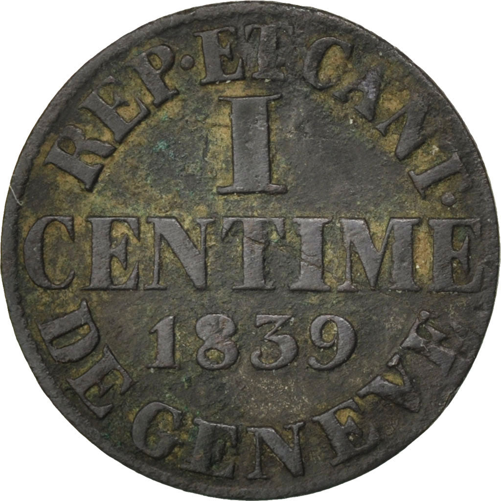 SWISS CANTONS, Centime, 1839, KM #125, EF(40-45), Billon, 0.60