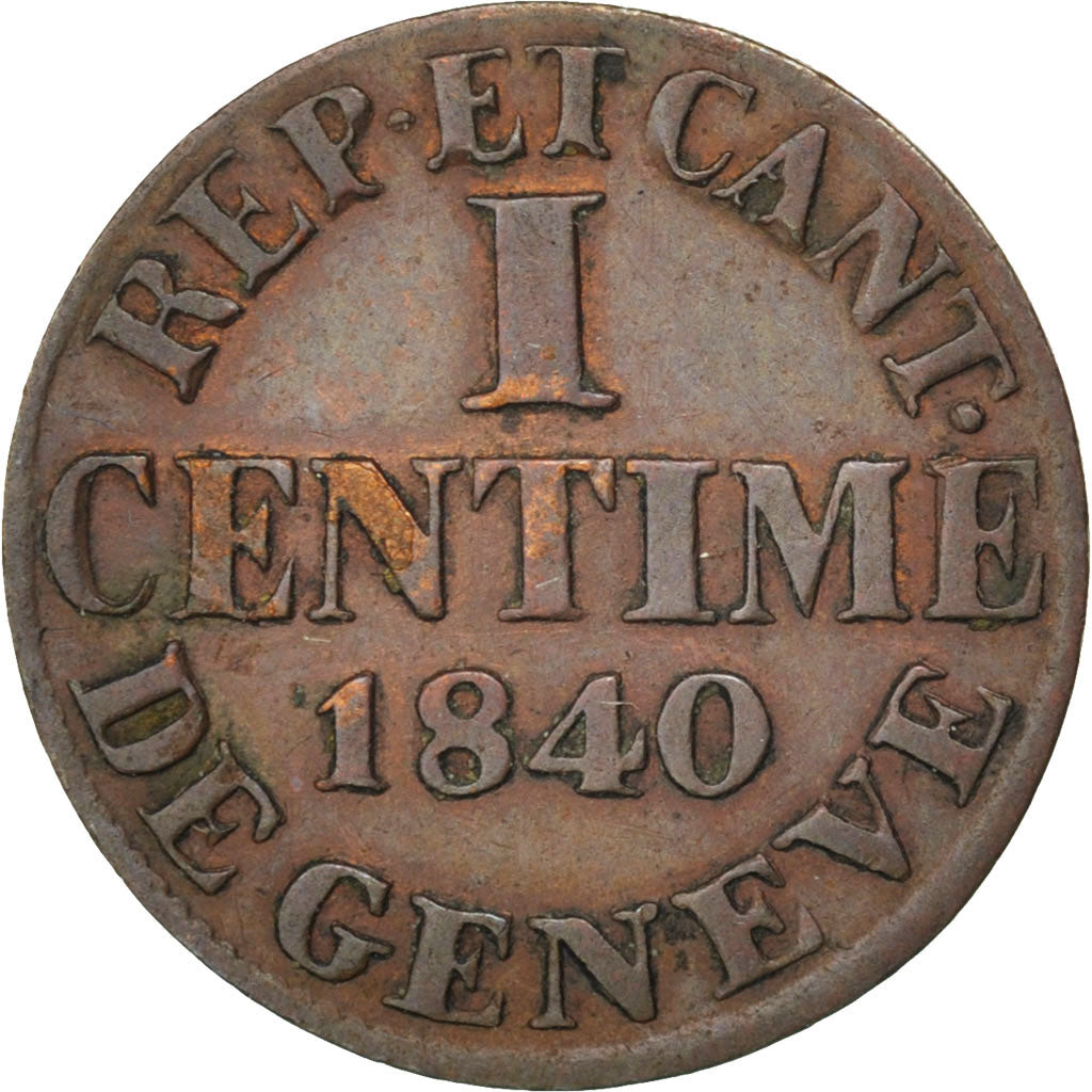 Suisse, Canton de Genève, 1 Centime, 1840, KM 130