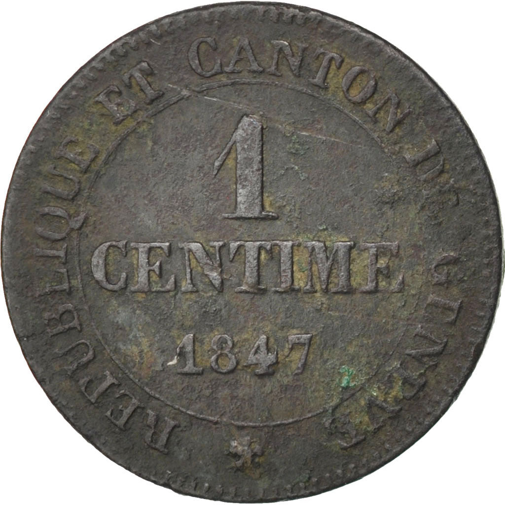 Suisse, Canton de Genève, 1 Centime, 1847, KM 132