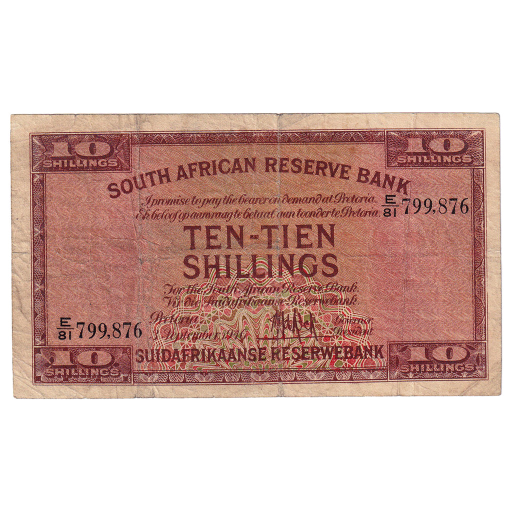 Banknote, South Africa, 10 Shillings, 1946, 1946-09-03, KM:82e, VF(30-35)