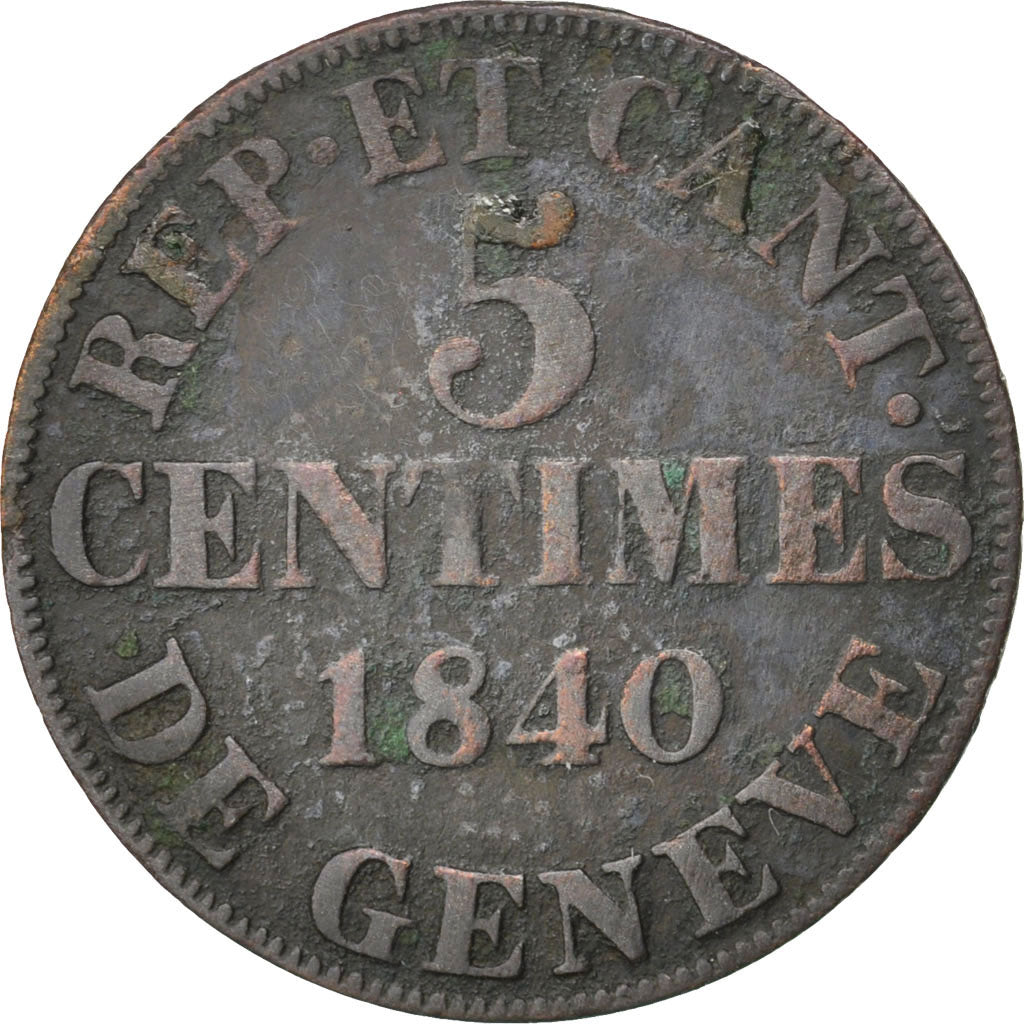 SWISS CANTONS, 5 Centimes, 1840, KM #131, VF(30-35), Billon, 1.79