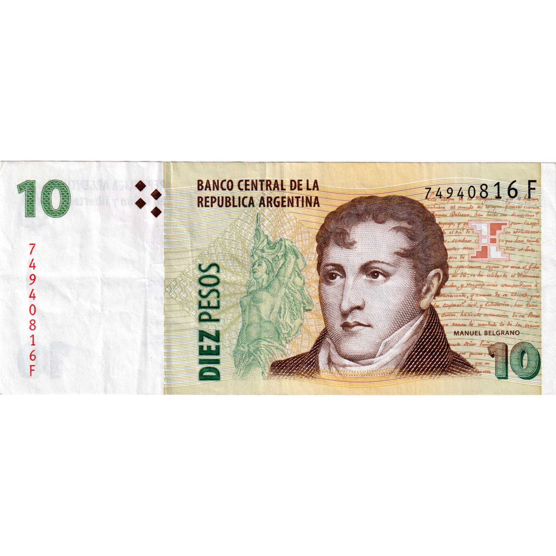 Geldschein, Argentinien, 10 Pesos, 2002-2003, KM:354, SS