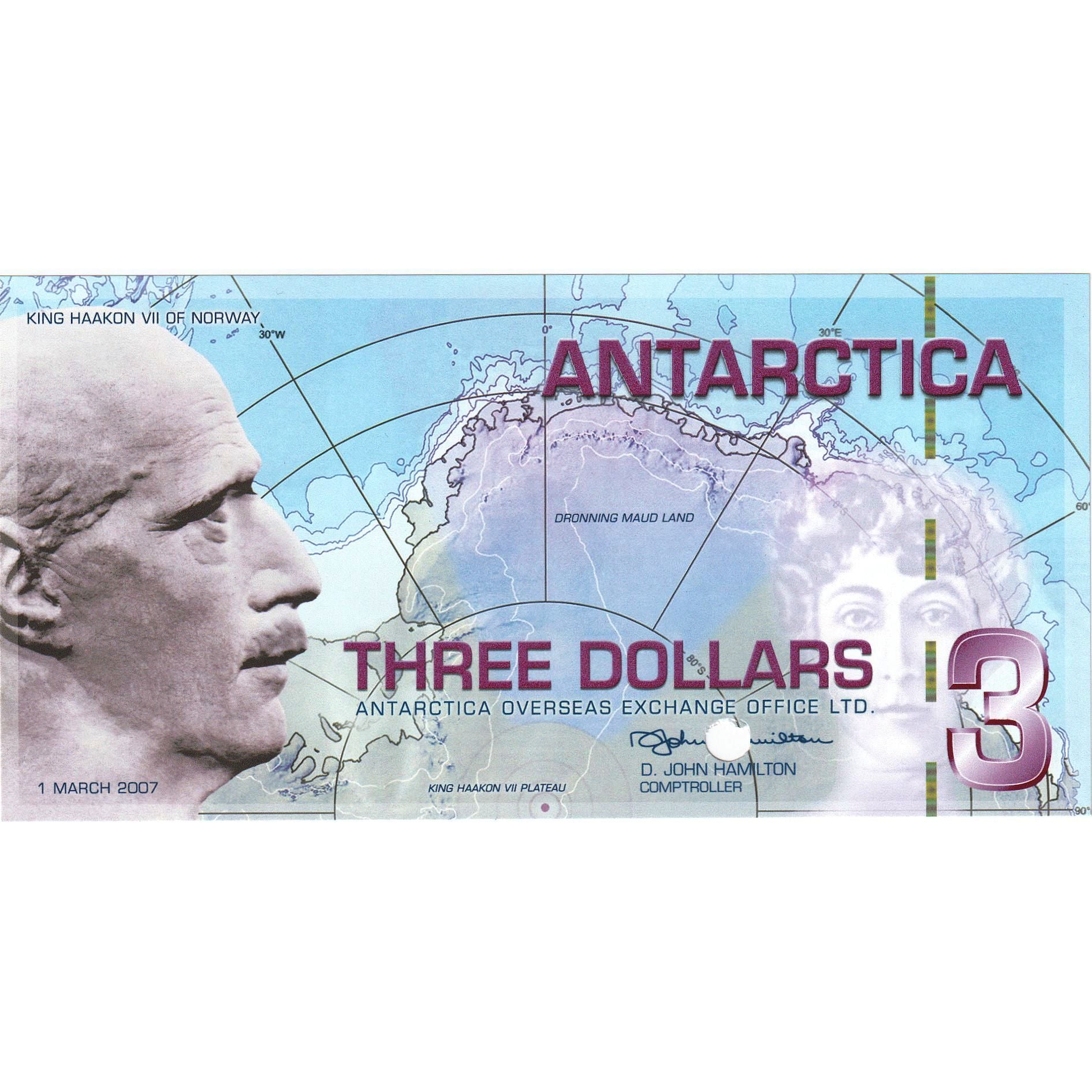 Geldschein, Antarctic, 3 Dollars, 2007, 2007-03-01, UNZ