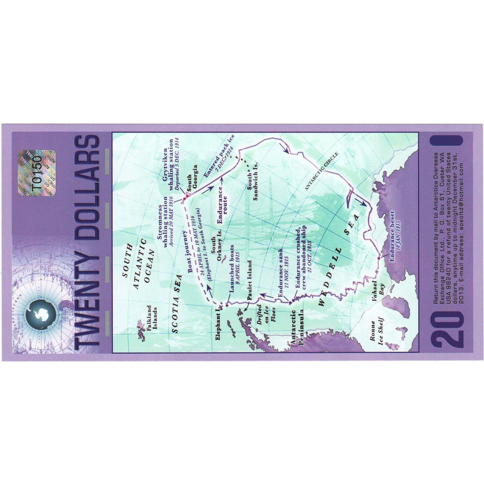 Banconote, Antartico, 20 Dollars, 2008, 2008-08-30, FDS