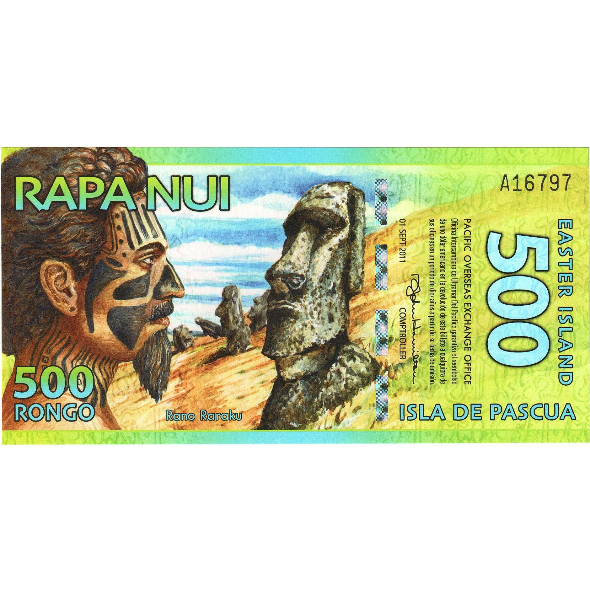 Biljet, RAPA NUI - ISLA DE PASCUA - EASTER ISLAND, 500 Dollars, 2011