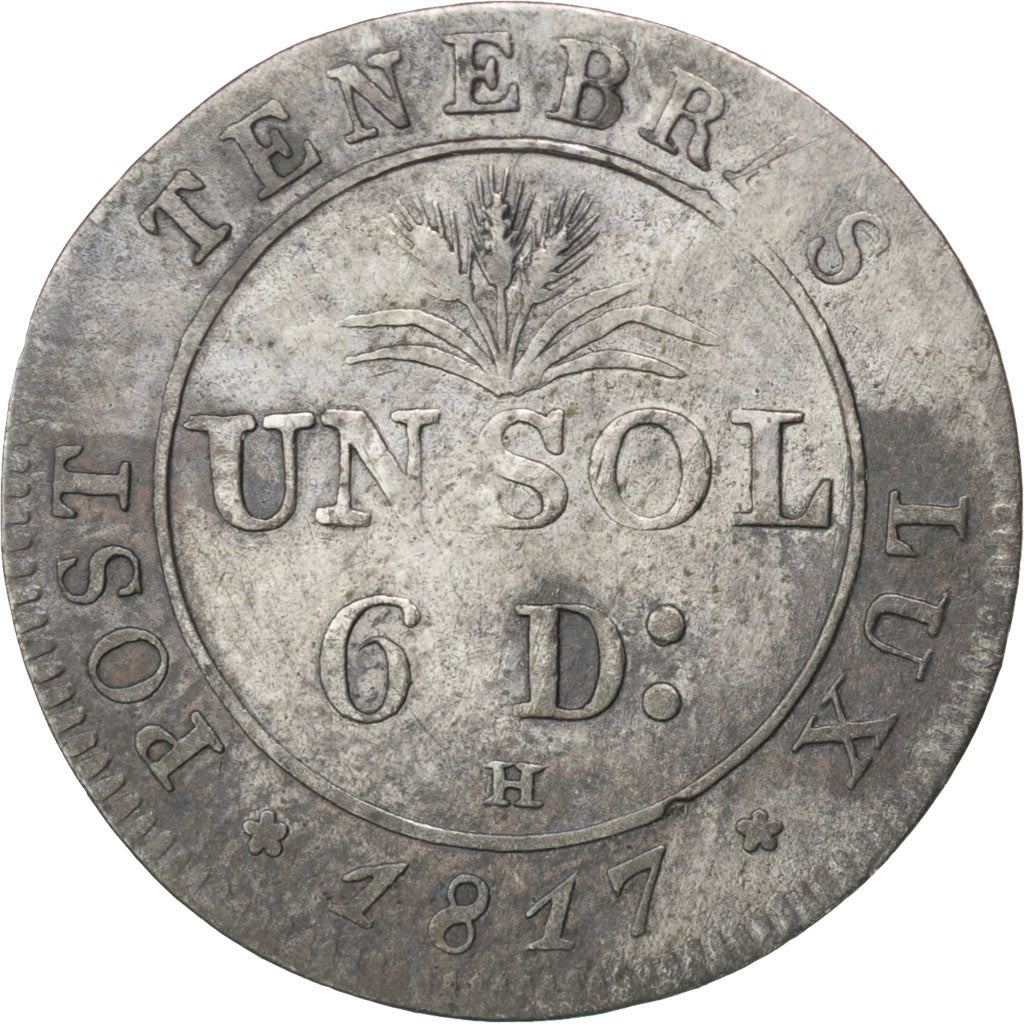 SWISS CANTONS, 1-1/2 Sol, 1817, KM #117, EF(40-45), Billon, 1.12