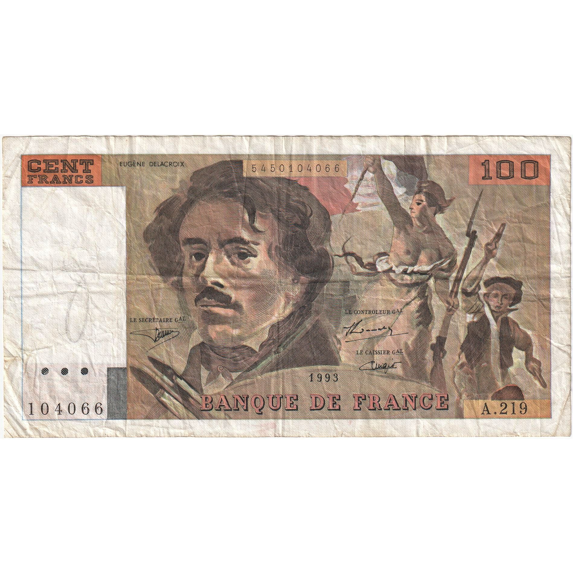 Frankreich, 100 Francs, Delacroix, 1993, A.219, S, Fayette:69bis.7, KM:154g