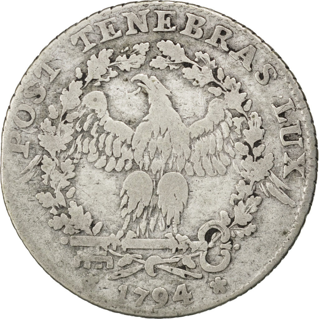 SWISS CANTONS, 15 Sols, 1794, KM #97, VG(8-10), Silver, 2.91