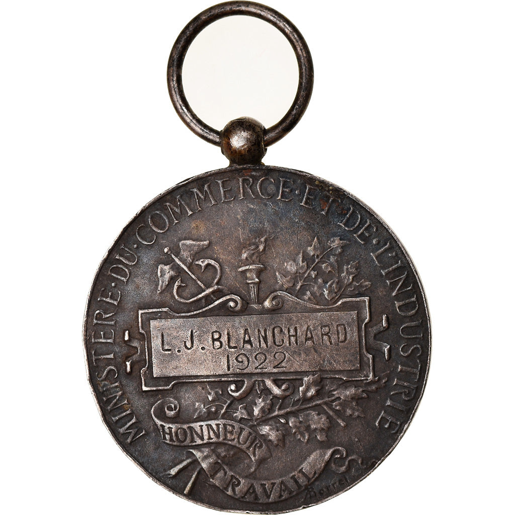 France, Industrie-Travail-Commerce, Medal, 1922, Very Good Quality, Borrel.A