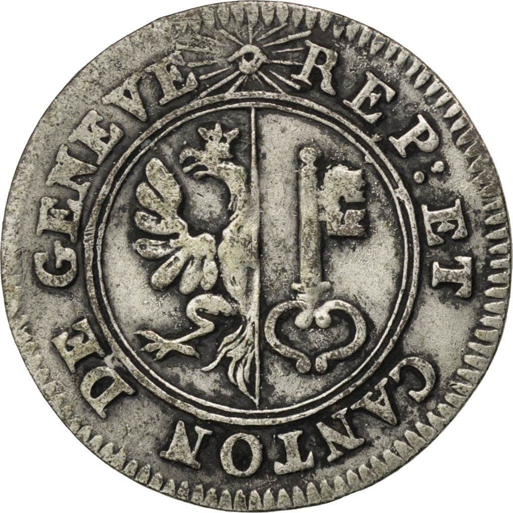 SWISS CANTONS, 6 Deniers, 1819, KM #118a, AU(50-53), Silver, 0.77